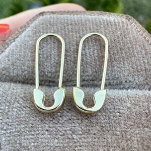 Solid 10k yellow gold safety pin earrings
